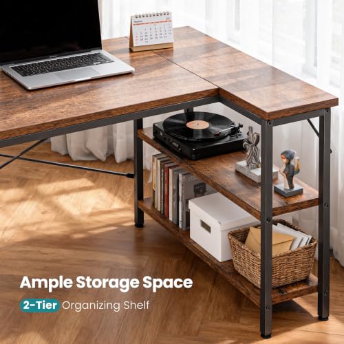 39 Inch L Shaped Desk, Corner Computer Gaming Desks with Shelves, view 6