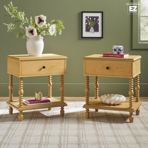 Vivienne 1-Drawer Spindle Nightstand - Natural - 2pk
