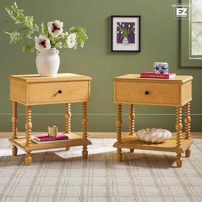 Vivienne 1-Drawer Spindle Nightstand - Natural - 2pk