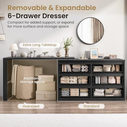 6 Drawer Double Dresser for Bedroom, L Shaped Modern Simply Chest of Drawers, view 4