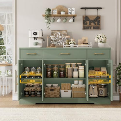 Kitchen Buffet Sideboard Storage Cabinet, Coffee Bar Cabinet, Green, view 7