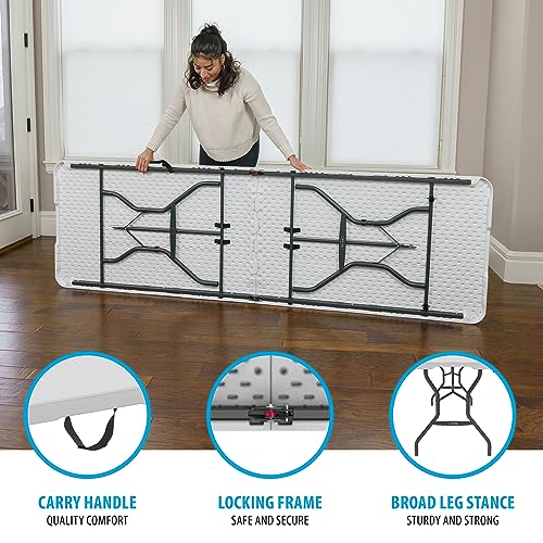 8-Foot Fold in Half Table, Light Commercial, White Granite
