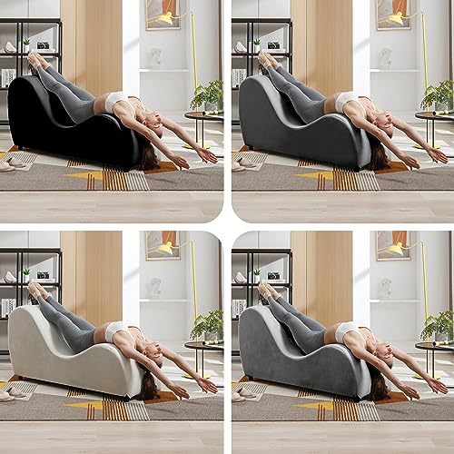 60" Yoga Chaise Lounge Chair for Adults Stretching-Light Grey, view 7