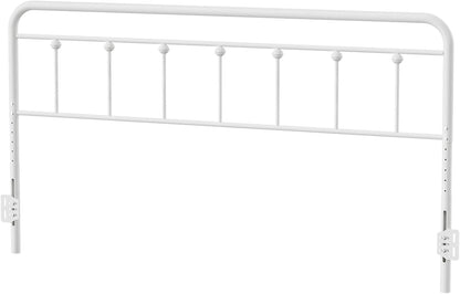 Metal California King Headboard Only, Adjustable Height, Steel Cal King Headboard with Bed Frame Brackets Adapter, Farmhouse Victorian Style, Easy Assembly, White