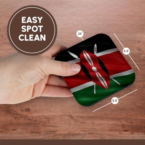 Flag of Kenya Waving in the Wind Set of 4 Coasters - Soft