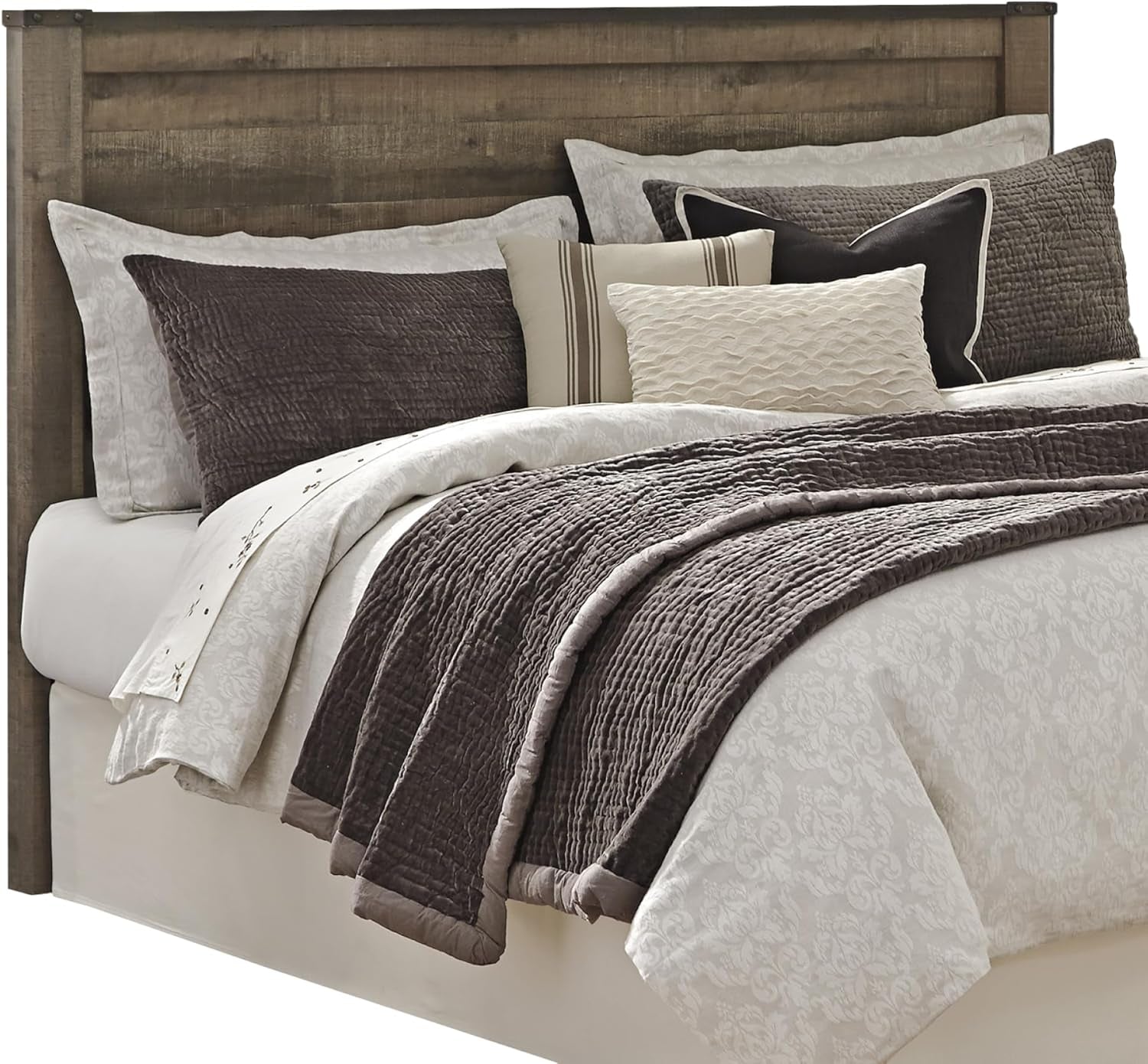 Signature Design by Ashley Trinell Rustic Panel Headboard, King/California, Warm Brown