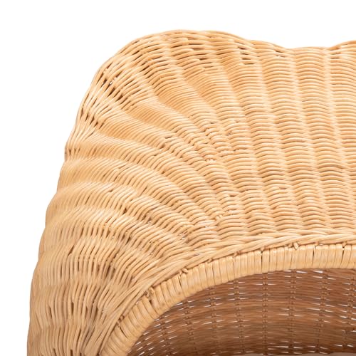 SAFAVIEH Home Collection Toru Honey Rattan/White Cushion Dome Cat Bed
