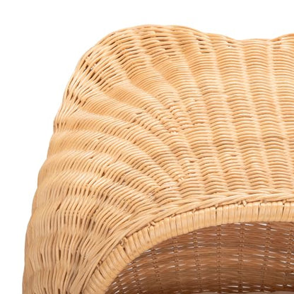 SAFAVIEH Home Collection Toru Honey Rattan/White Cushion Dome Cat Bed