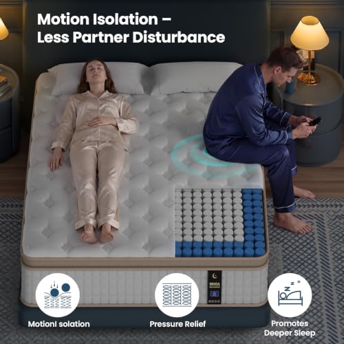 Queen Mattress, 12 Inch Cooling Hybrid Mattress in a Box, Medium Firm, view 7