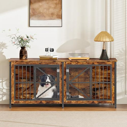 71 Inch Double Dog Crate Furniture for 2 Dogs, view 3