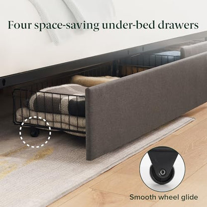 Zinus Billie Platform Bed Frame, Four Underbed Storage Drawers, King, view 5