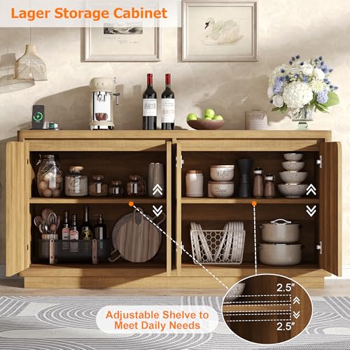 63" Buffet Cabinet with Storage & Power Outlet, view 4