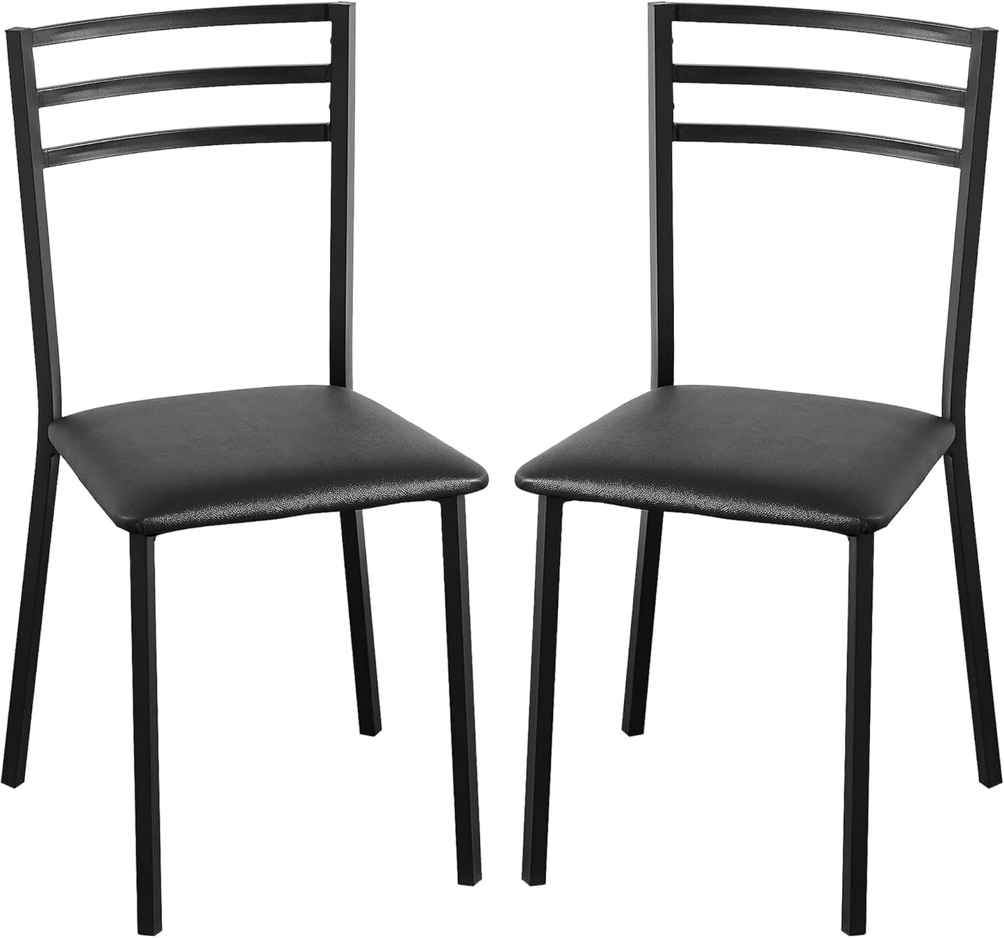 Metal Dining Chair Set of 2, Modern Armless with Cushioned Seat for Kitchen, Living Room, Black