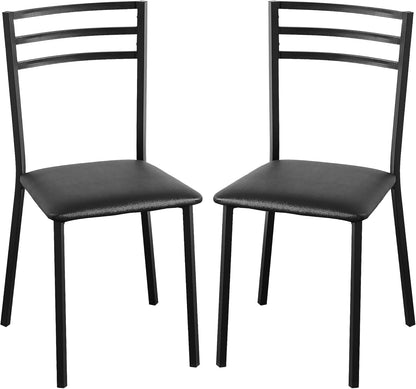 Metal Dining Chair Set of 2, Modern Armless with Cushioned Seat for Kitchen, Living Room, Black