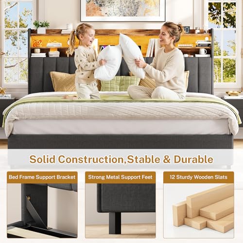 King Size Bed Frame with Headboard and 4 Drawers Storage, view 5
