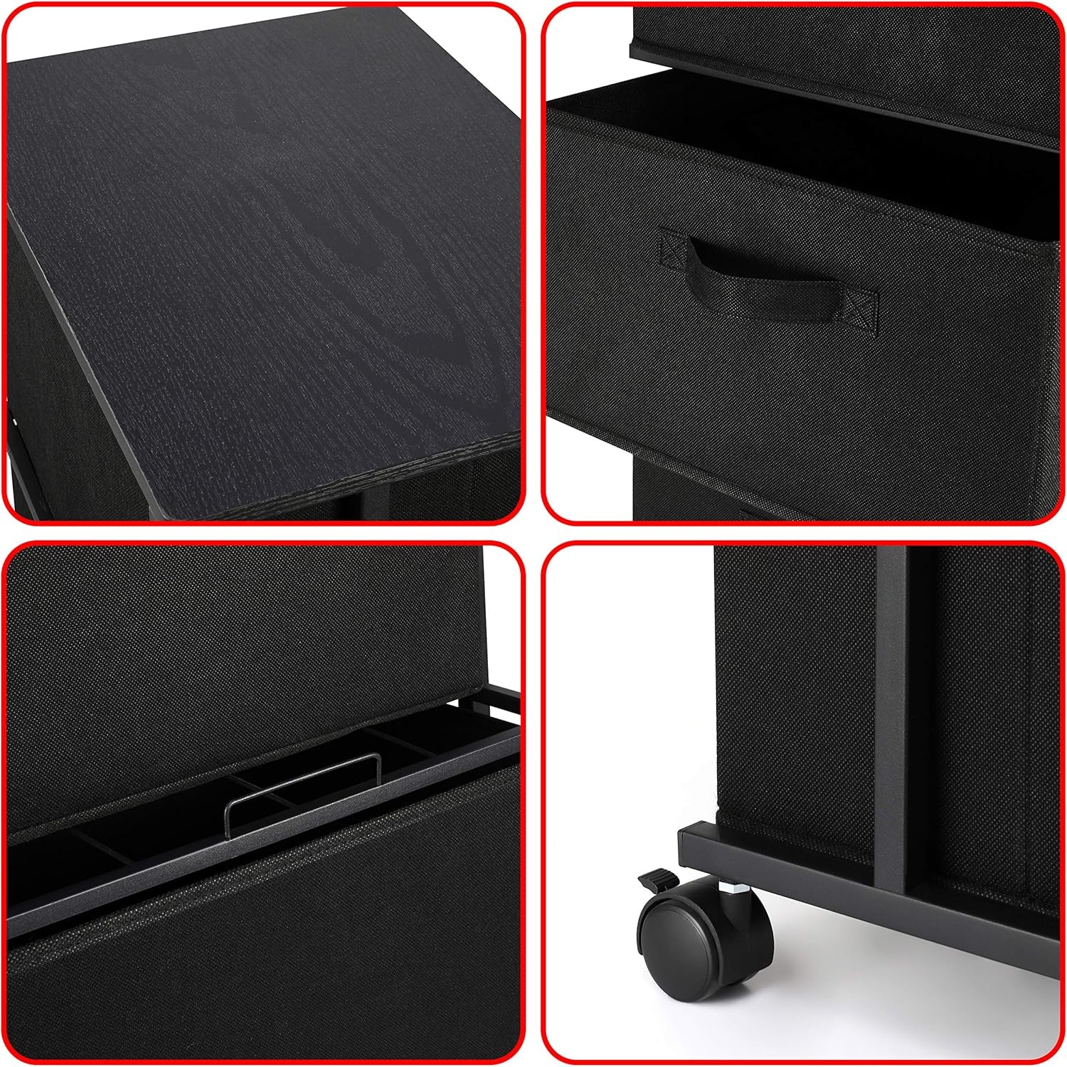 Dresser Storage with 3 Drawers, Fabric Dresser Tower, Vertical Storage Unit for Bedroom, Closet, Office, Black