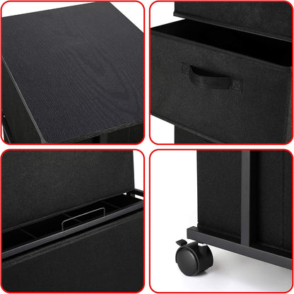 Dresser Storage with 3 Drawers, Fabric Dresser Tower, Vertical Storage Unit for Bedroom, Closet, Office, Black