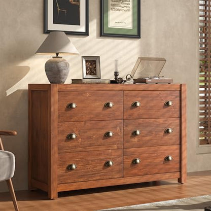 Vintage 6 Drawer Dresser, Solid Wood Frame Construction, view 2