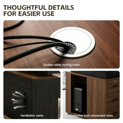 Executive Office Desk, Modern Manager Desk with Floating Desktop Design, view 4