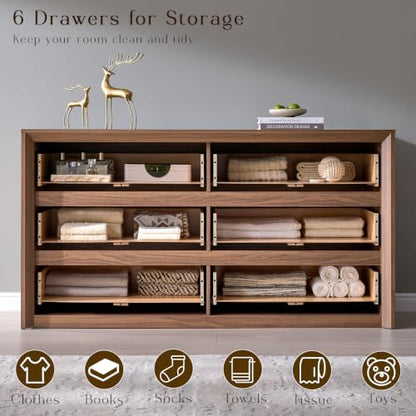 60 Inch 6 Drawer Dresser for Bedroom, 20" Depth for More Storage, view 4