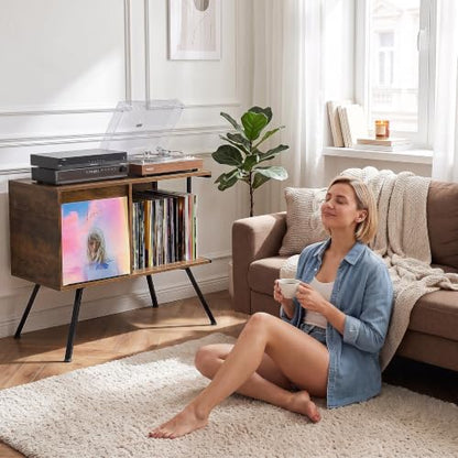 Flip Top Record Player Stand with Vinyl Storage Up to 150 Albums, view 4