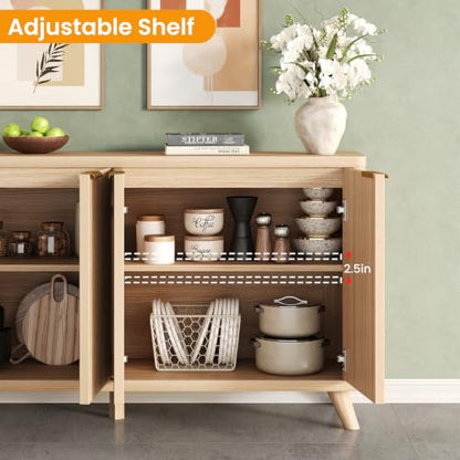 63" Fluted Sideboard Buffet Cabinet with Storage, view 5