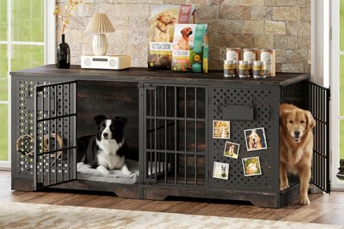 71" Dog Crate Furniture for 2 Large Dogs, view 2