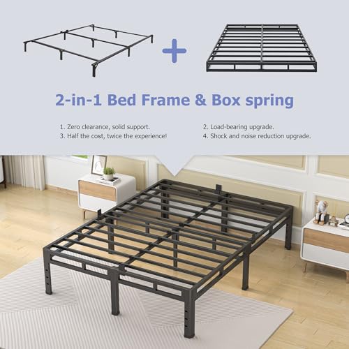 King Size Metal Platform Bed Frame, 18 Inch Dual-Layer Heavy Duty Base, view 5