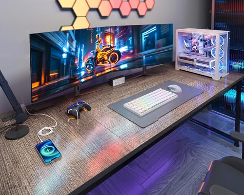 71 Inch Computer Desk with Power Outlet, view 6