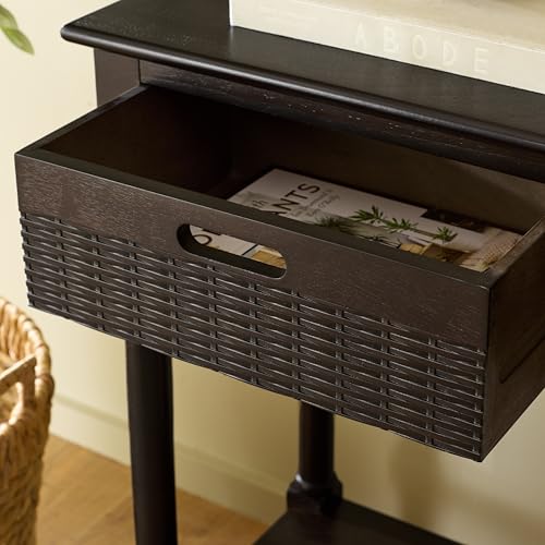 SAFAVIEH Home Collection - Landers Dark Chocolate Console Table with 3 Basket Drawers and 1 Shelf, Farmhouse Accent Entryway Table (CNS5711F)