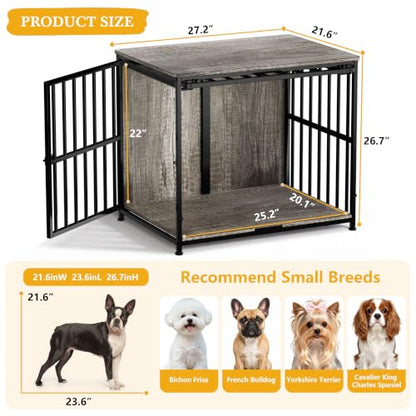 Heavy-Duty Dog Crate Furniture, 27 IN Wooden Dog Kennel with Flip-Up Door, view 3