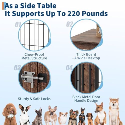 31.5" Farmhouse Dog Crate Furniture, Wooden Dog Kennel with 2 Doors, view 6