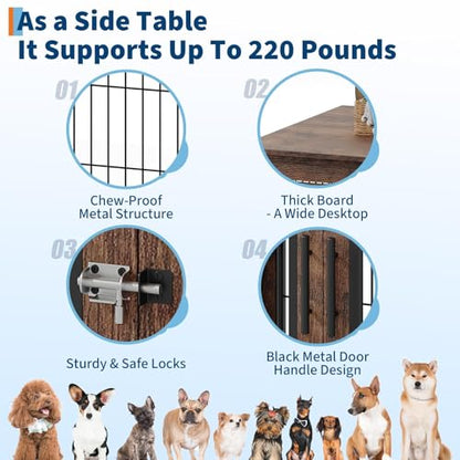 31.5" Farmhouse Dog Crate Furniture, Wooden Dog Kennel with 2 Doors, view 6