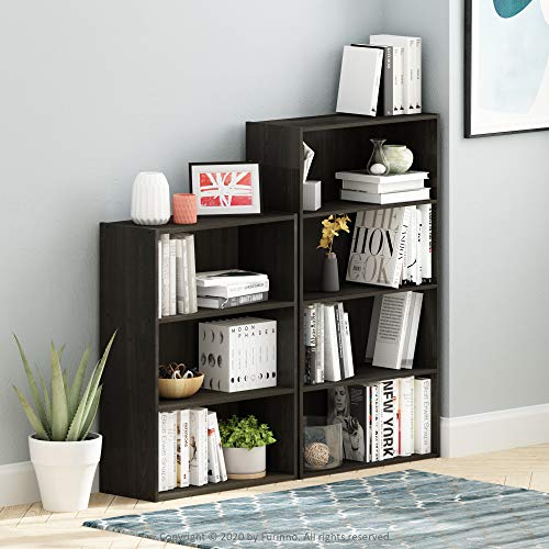 PASIR Book Shelf, 3-Tier Bookshelf, Bookcase, 9.7" x 23.7" x 31.5", for Living Room, Bedroom, Home Office, Blackwood