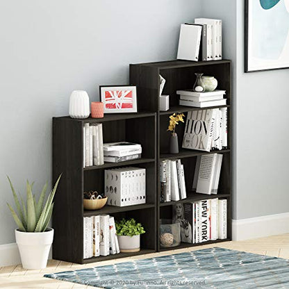 PASIR Book Shelf, 3-Tier Bookshelf, Bookcase, 9.7" x 23.7" x 31.5", for Living Room, Bedroom, Home Office, Blackwood