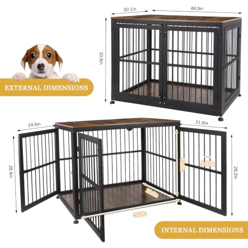 48" Rustic Heavy Duty Dog Crate Furniture for Extra Large Dogs, view 4