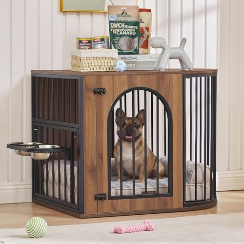 31.5'' Oval Dog Crate Furniture, Indoor Dog Kennel for Small/Medium Dogs, view 2