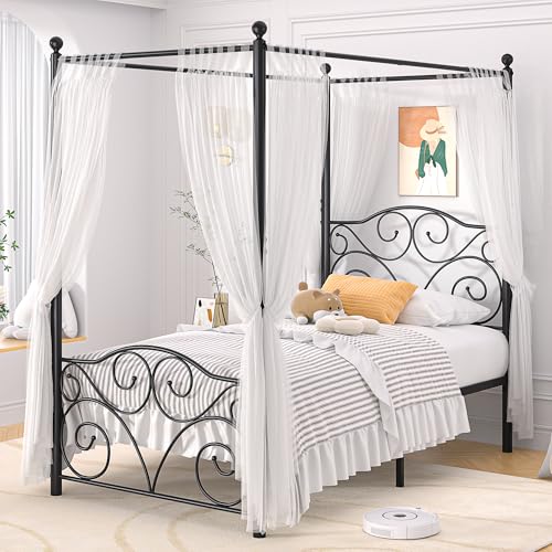 Metal Canopy Bed Frame Twin Size, view 2