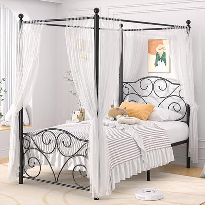 Metal Canopy Bed Frame Twin Size, view 2