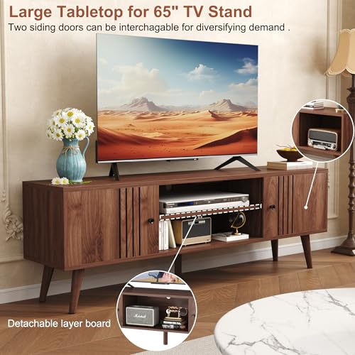 TV Stand for 65/60/55 Inches, Mid-Century Modern TV Stand with Storage, view 7