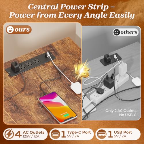 47.2'' L Shaped Office Desk with Power Outlets and 3 Drawers, view 5