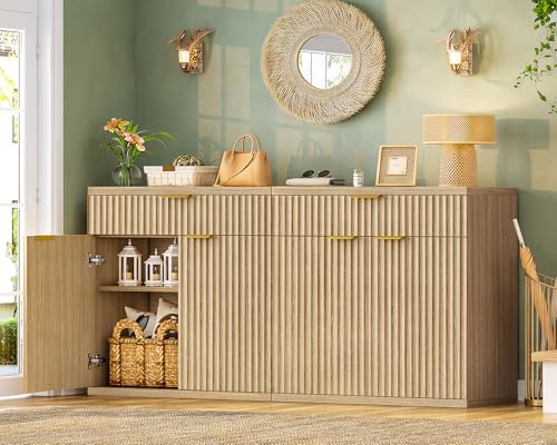 31.5" W Fluted Buffet Cabinet with Storage, Sideboard Cabinet, view 4