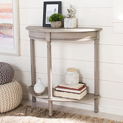 SAFAVIEH Furniture - Tinsley Half-Round Console Table - Greige - Solid Wood - Farmhouse Demilune Design - Ideal for Entryway, Hallway, Living Room, 28" W x 11.75" D x 28" H (CNS5723A)