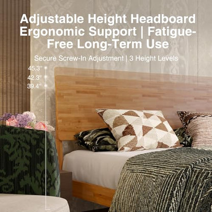 King Size Bed Frame with 3-Level Adjustable Storage Headboard, view 4