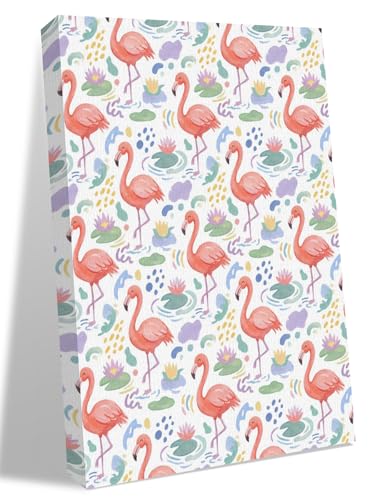 NuYeBiofx Watercolor Flamingo Tropical Leaves Canvas Wall Art Prints,48"x32" Framed Picture Artwork Summer Animal Flowers Printed Canvas Oil Painting for Living Room Bedroom Office,Ready to Hang