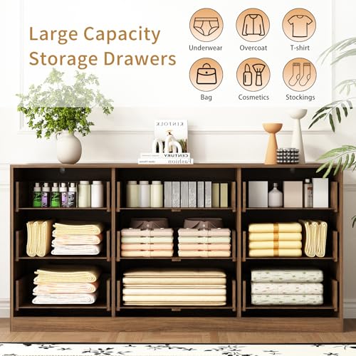 9 Drawer Fluted Dresser for Bedroom with Deep Drawers, view 5