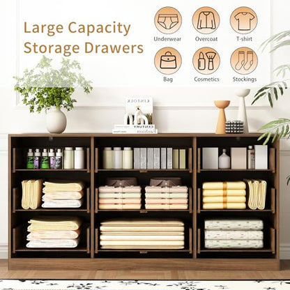 9 Drawer Fluted Dresser for Bedroom with Deep Drawers, view 5