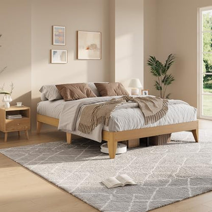 Solid Wood Platform Bed with Support Legs, view 2