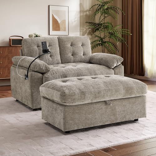 56” Chaise Lounge Chair with Ottoman, view 2
