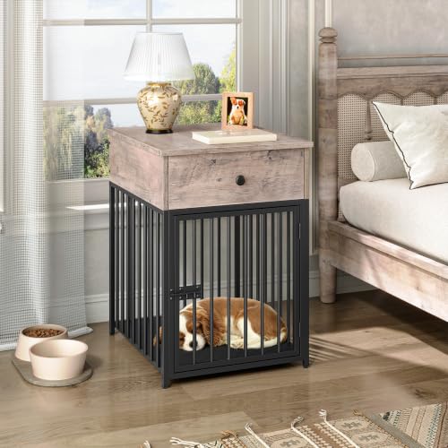 Dog Crate Furniture, Wooden Dog House, Decorative Dog Kennel with Drawer, view 3